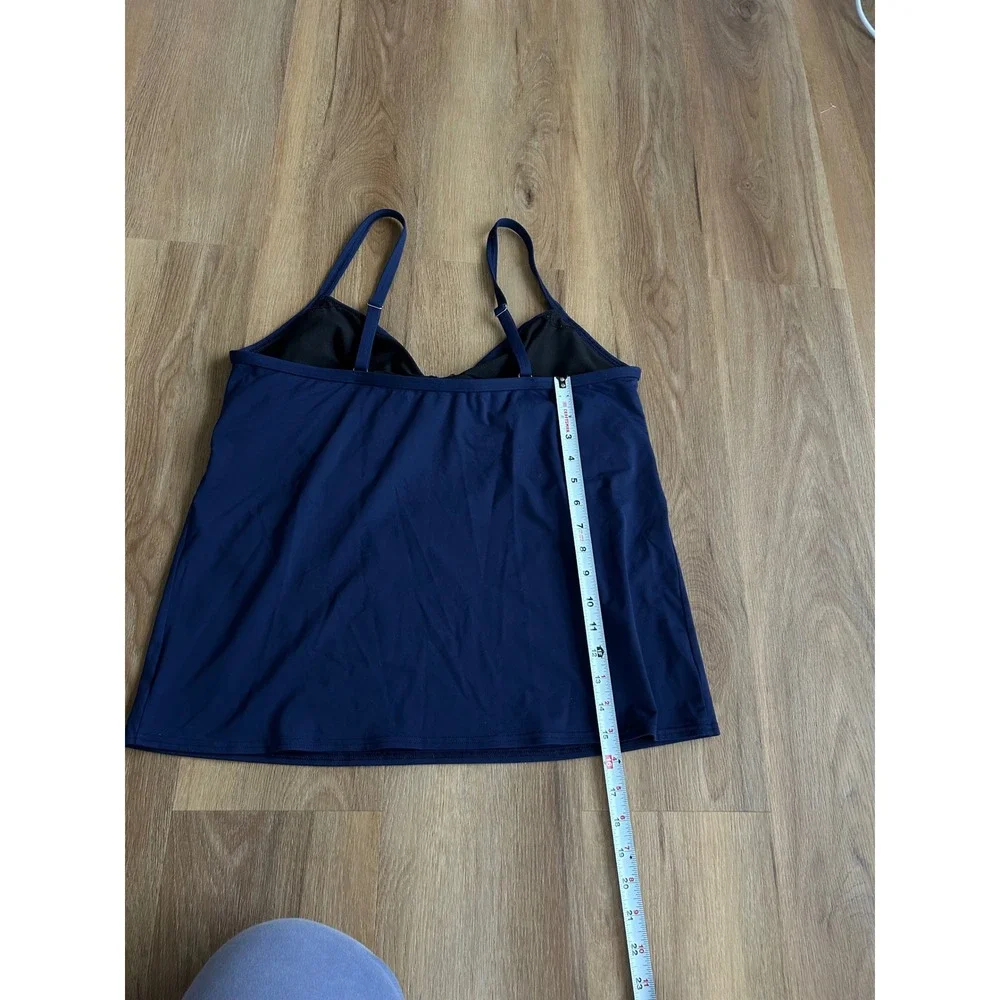 Lands End Navy Blue Ruched Tankini Top Swimwear‎ Size 18 Resort Wear underwire